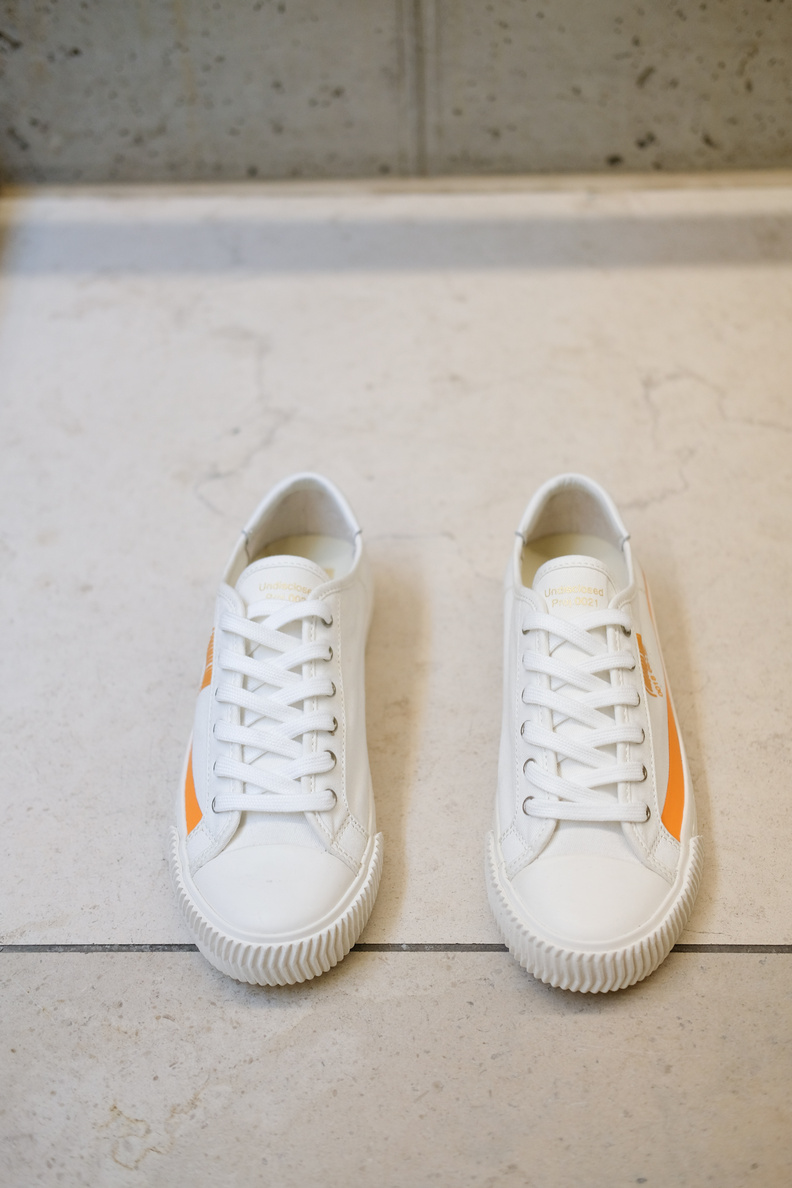 pro01ject canvas sneakers white orange