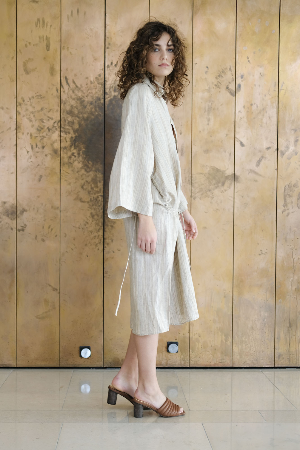 hope pinch dress beige stripe