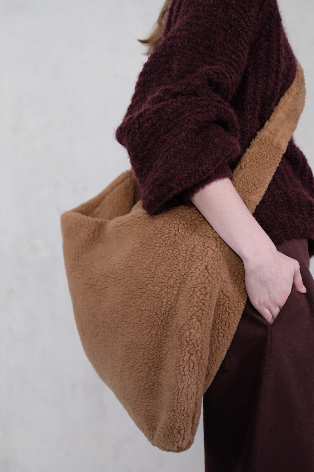 kassl editions bag square small faux sheepskin cognac