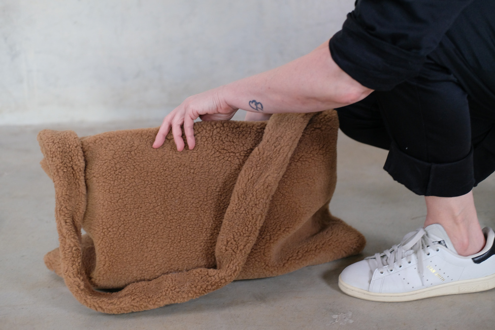kassl editions bag square small faux sheepskin cognac