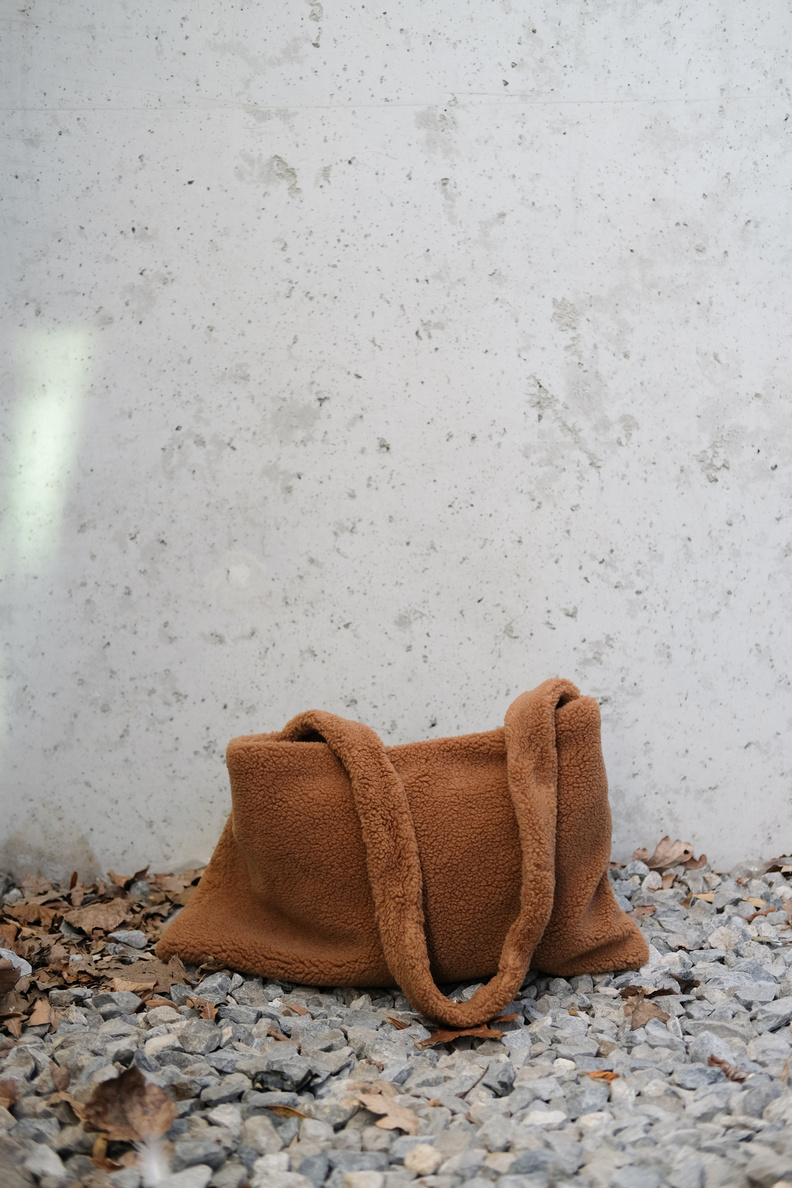 kassl editions bag square small faux sheepskin cognac