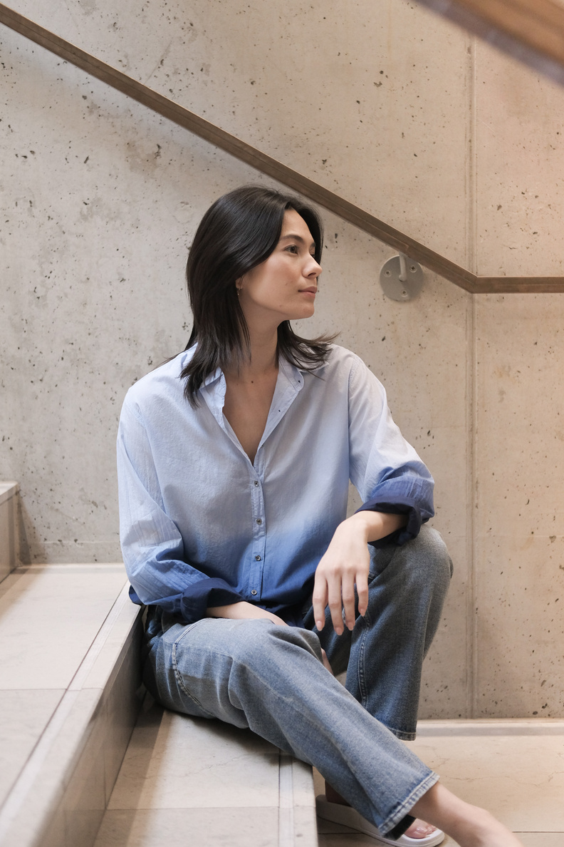 xirena beau ombre shirt dawn bleu