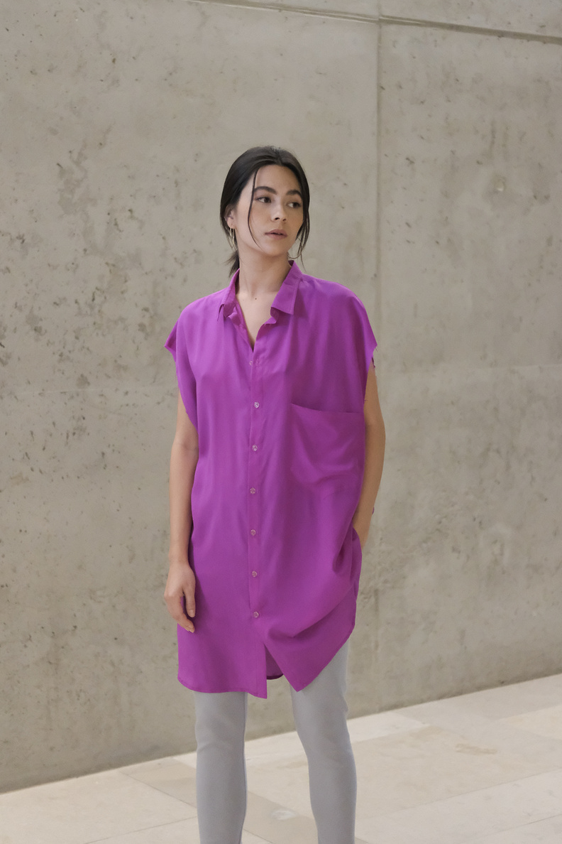 monique van heist no 8 sleeveless fuchsia silk