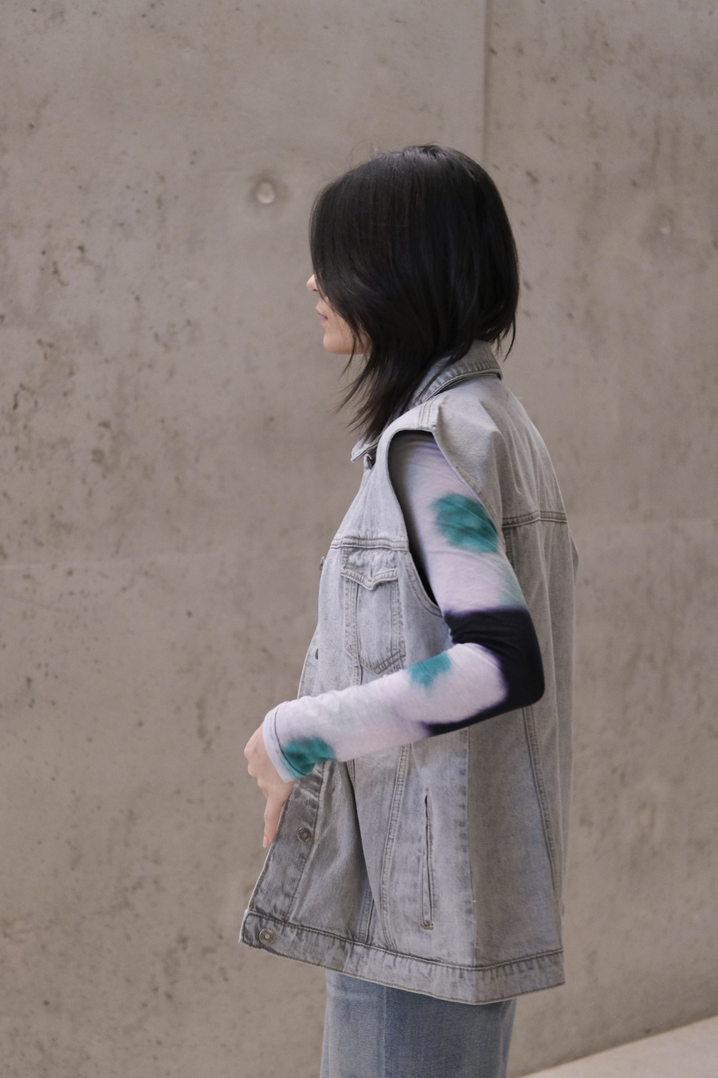 âme frill light grey denim