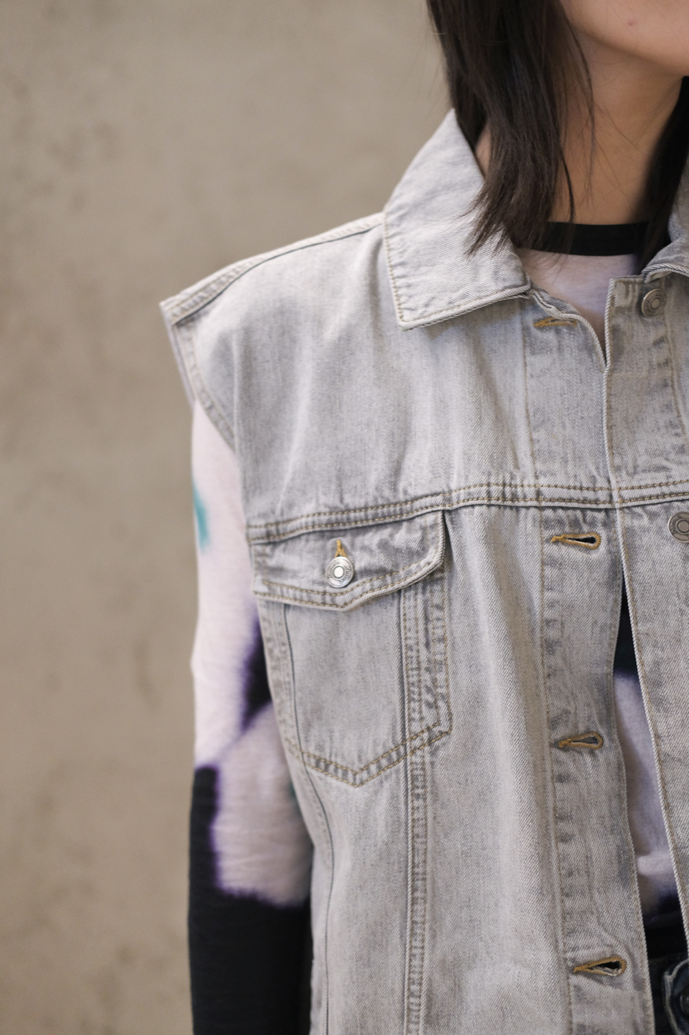 âme frill light grey denim