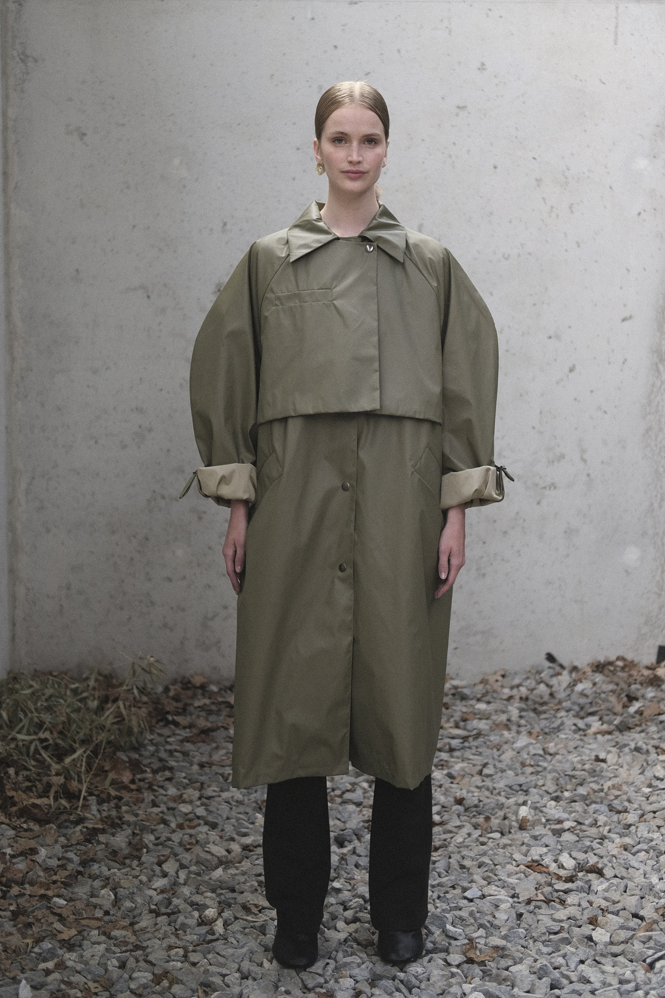 kassl editions coat pilot below coated nylon khaki