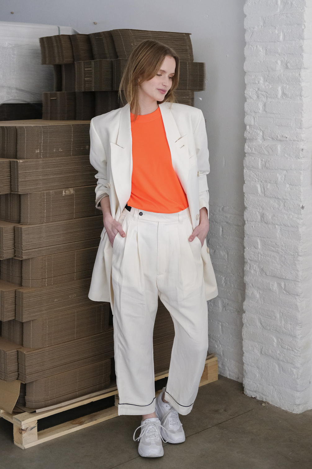 adnym grand cuff trouser cream