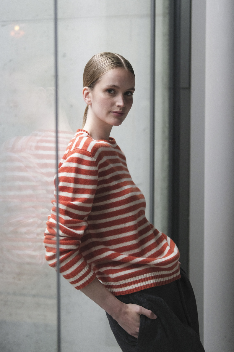 rika studios hockney jumper orange natural stripe