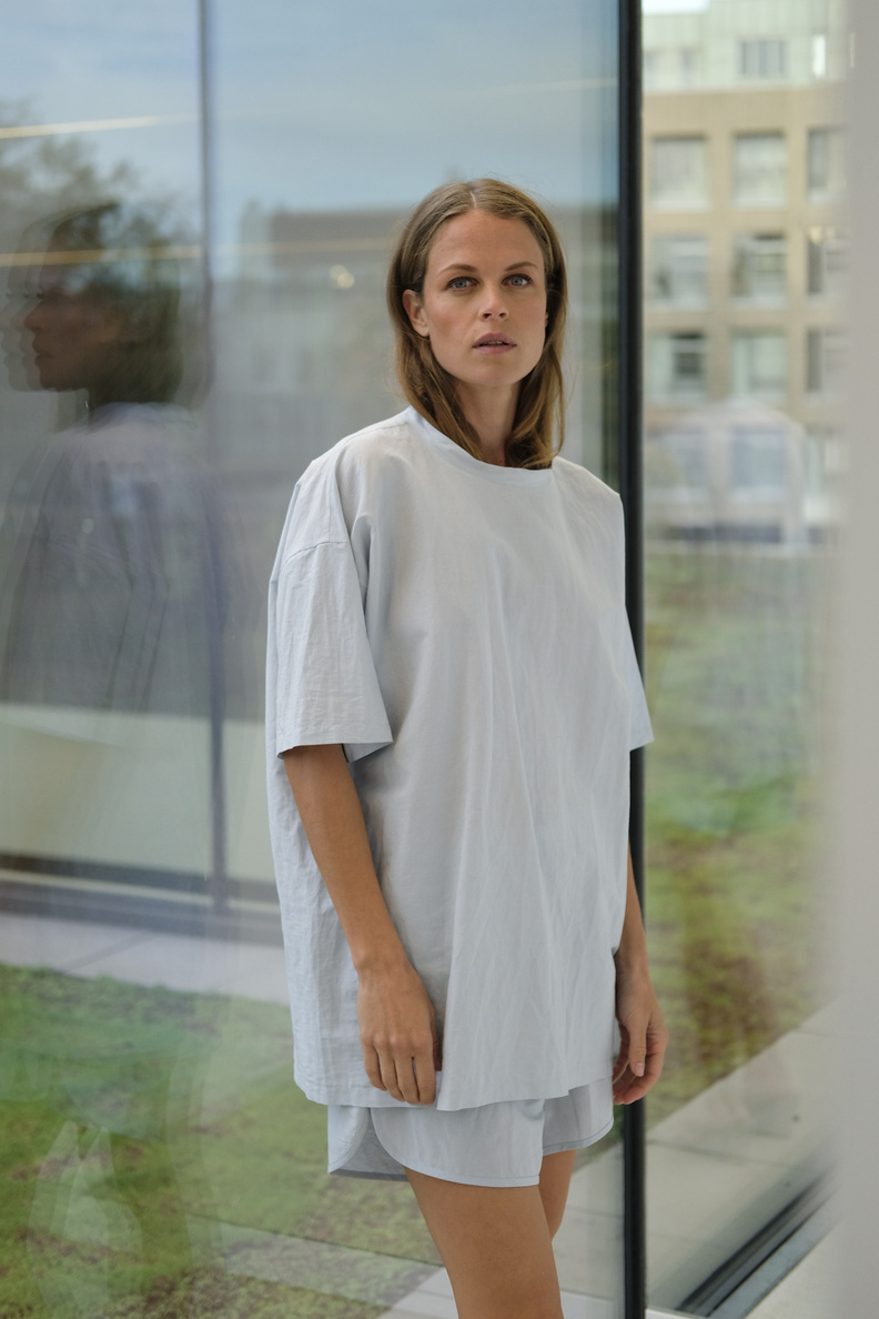 monique van heist lol mini shortsleeve lightblue cotton linen