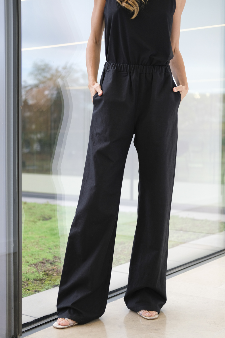 monique van heist pj flex black cotton linen