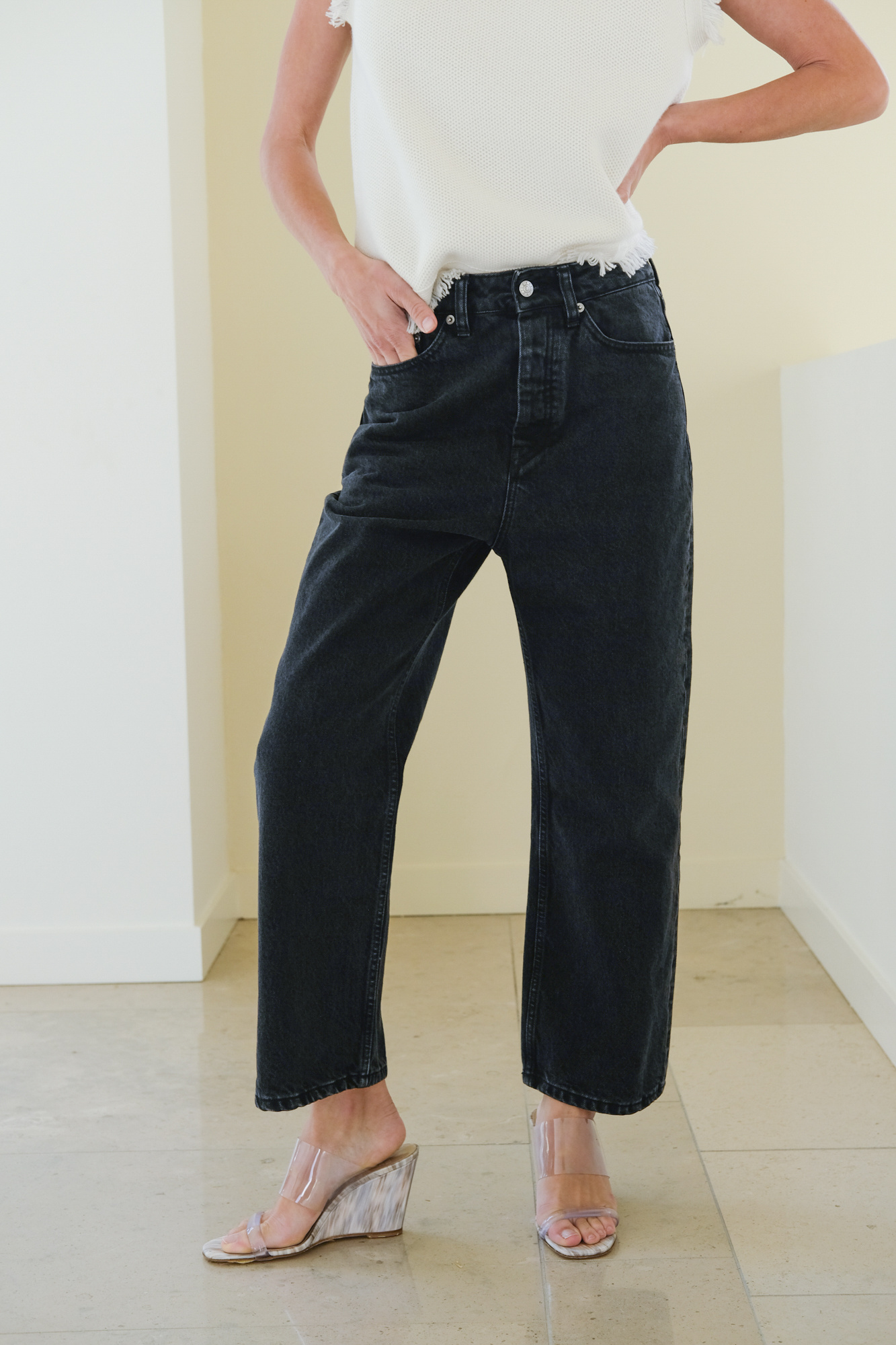 hope drop jeans washed black