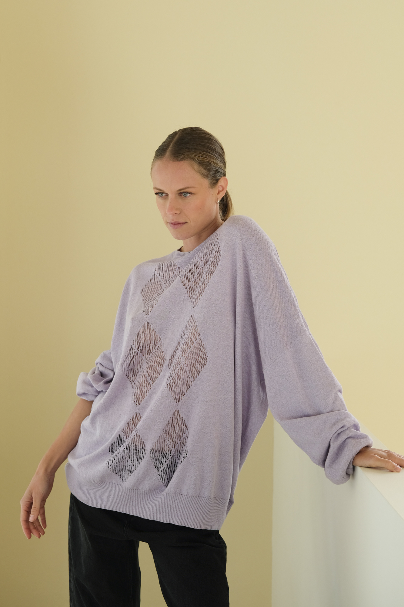 hope through sweater purple linen blend