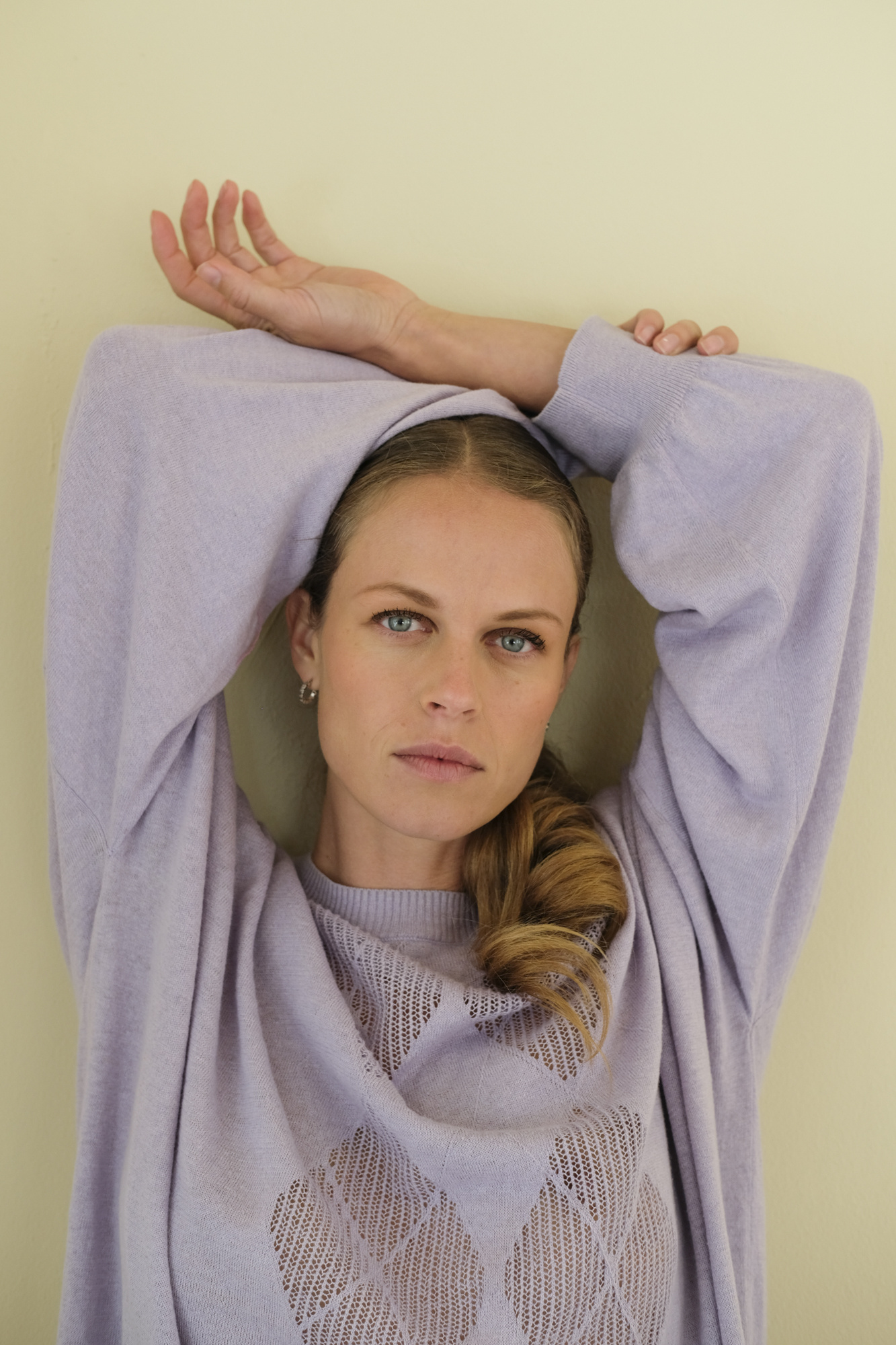 hope through sweater purple linen blend