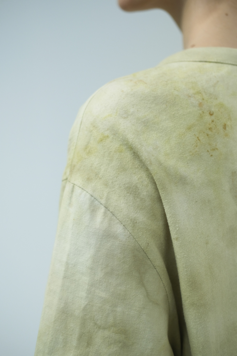 hullekes newton top dyed green stain