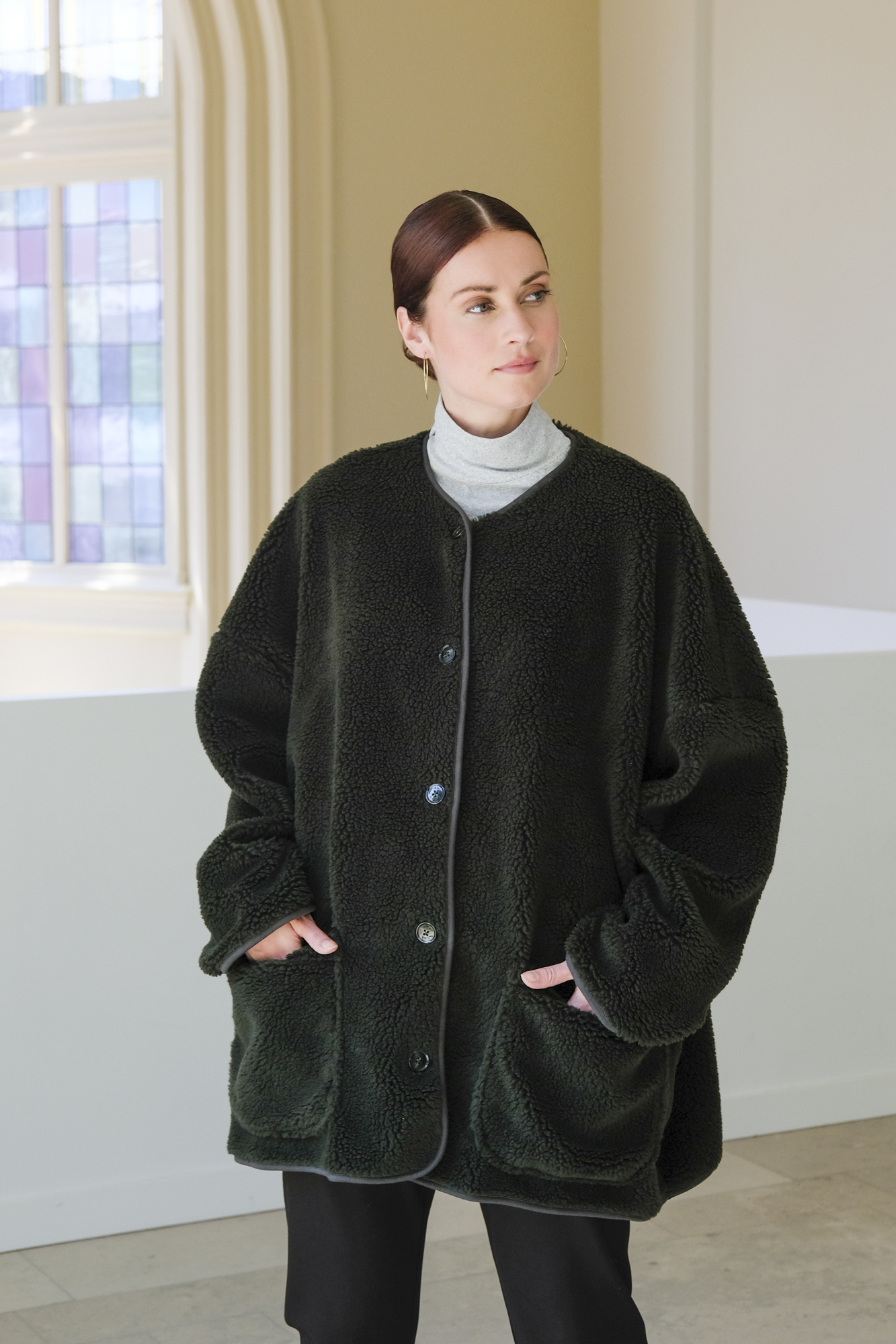 âme hannah oversized jacket avocado green