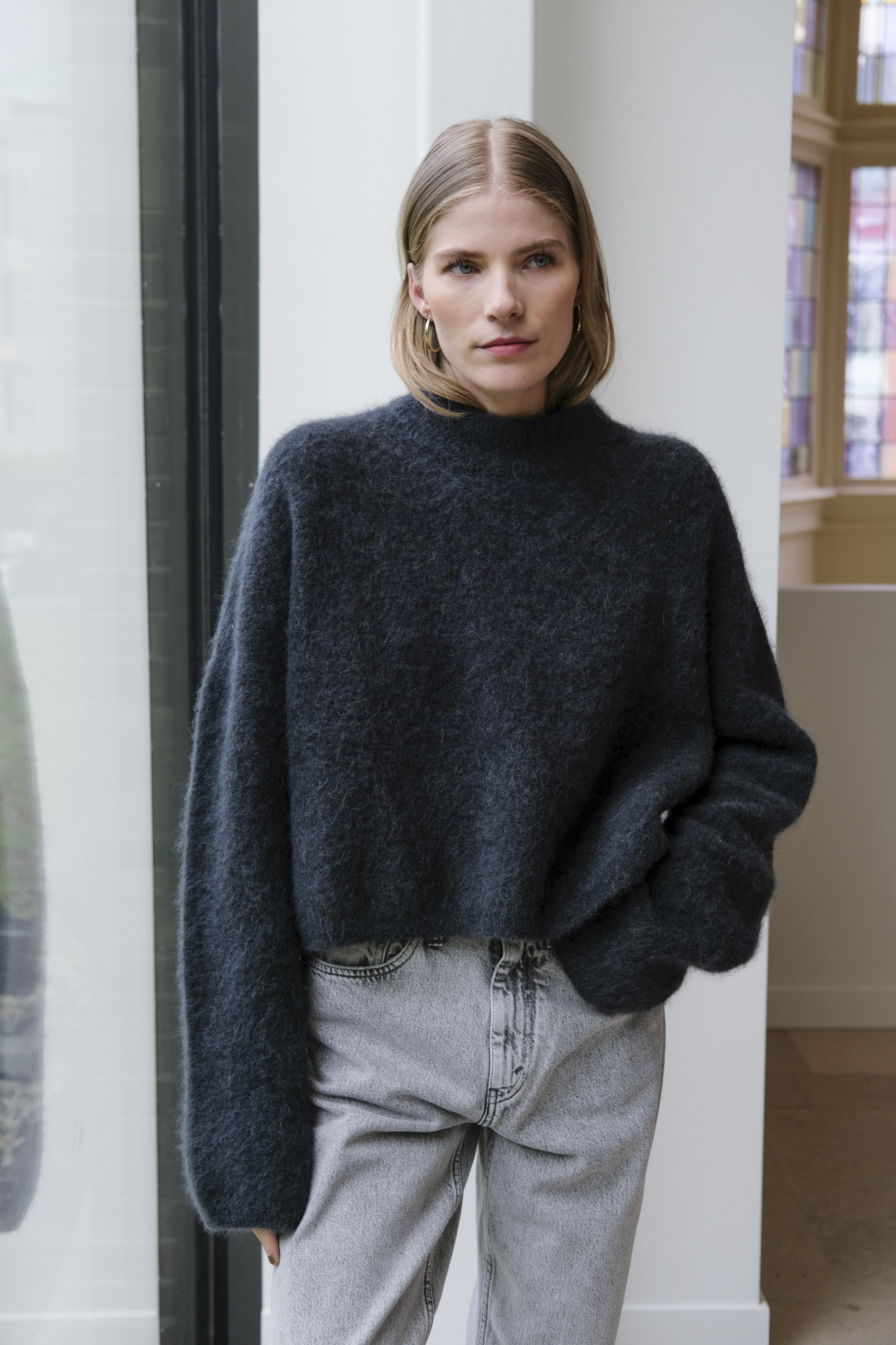 hope aperto turtle sweater washed black