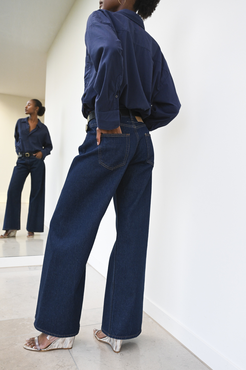 maison margiela mm6 s52la0225 pants 5 pockets dark denim