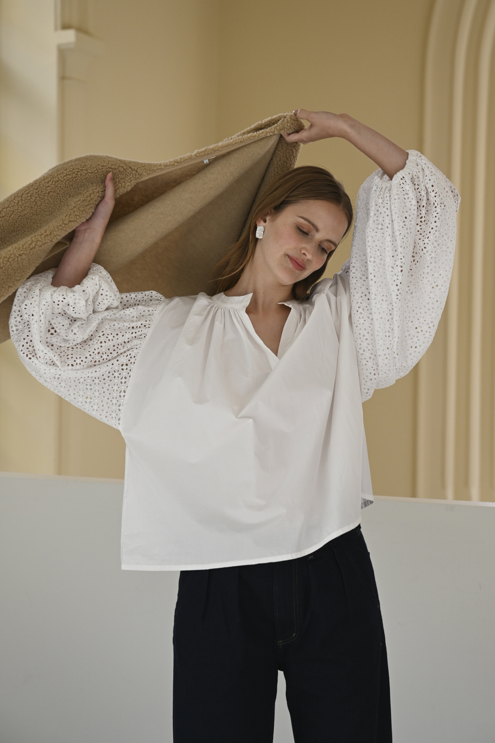 âme islande poplin top white