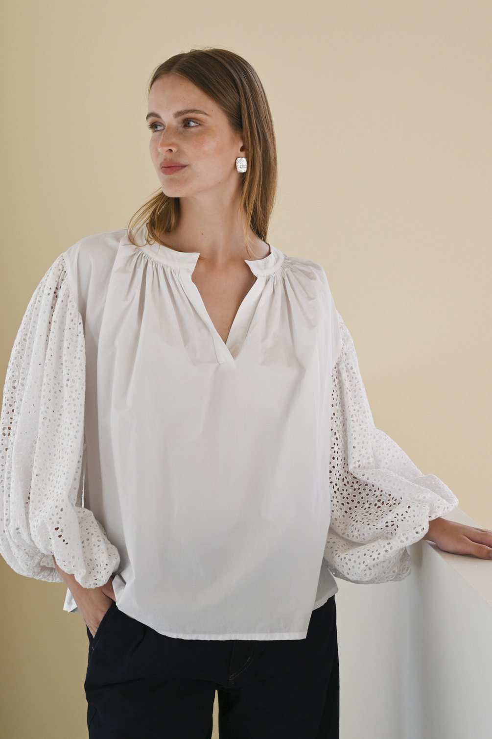 âme islande poplin top white
