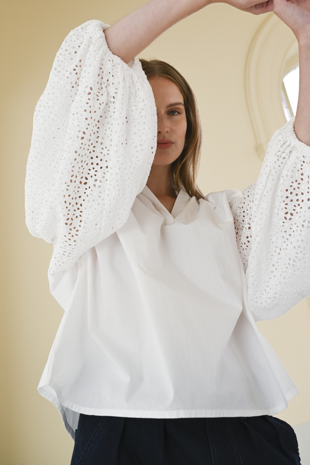 âme islande poplin top white
