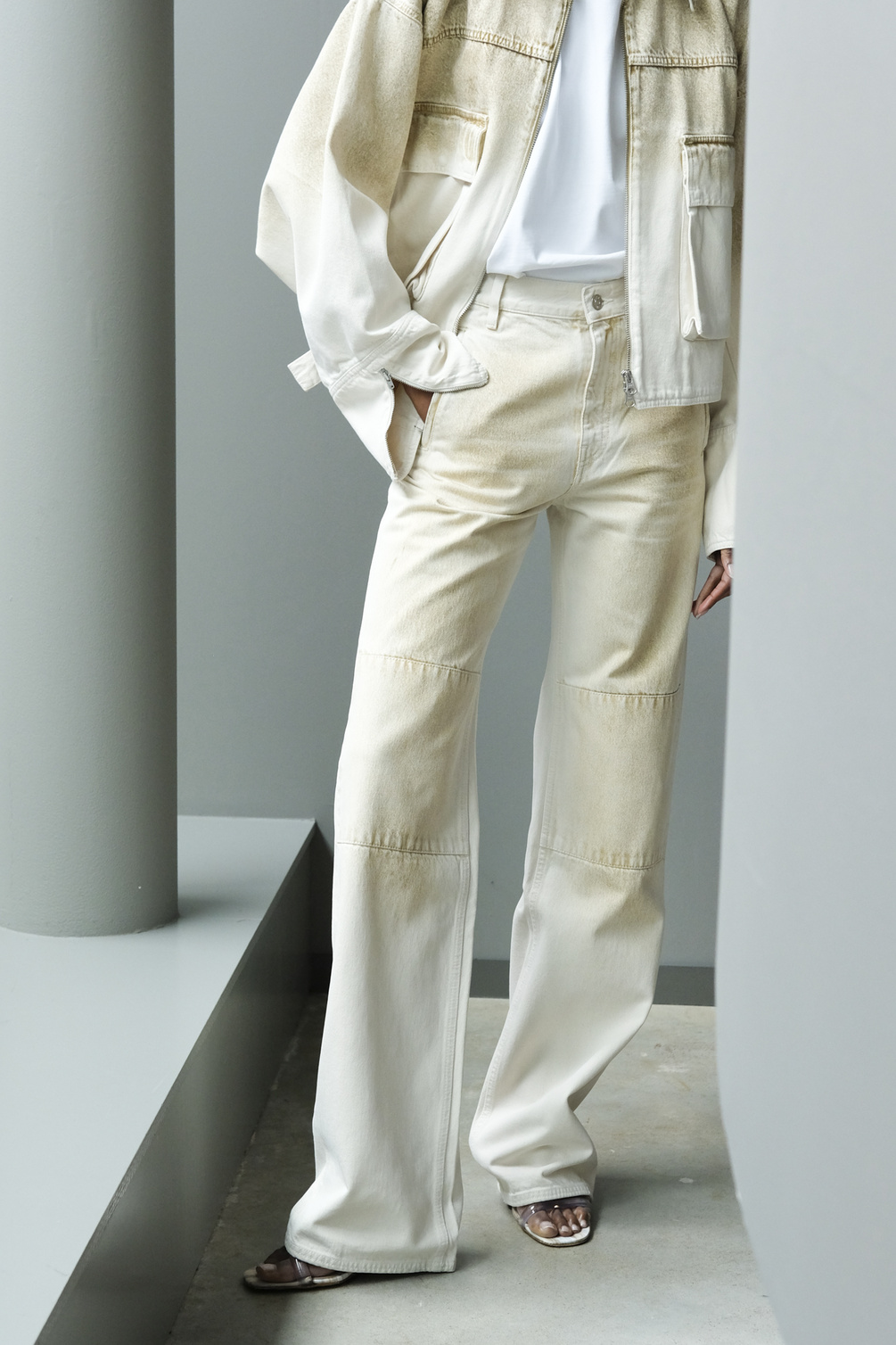 façon jacmin palerma pants beige spray on white