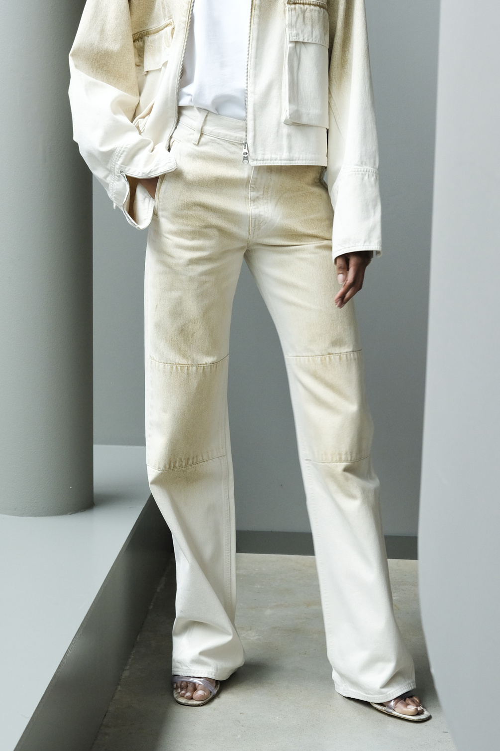 façon jacmin palerma pants beige spray on white
