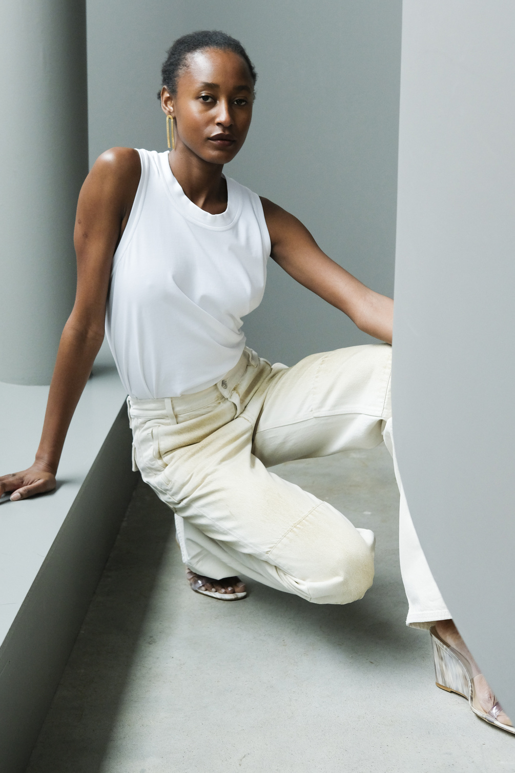 façon jacmin palerma pants beige spray on white