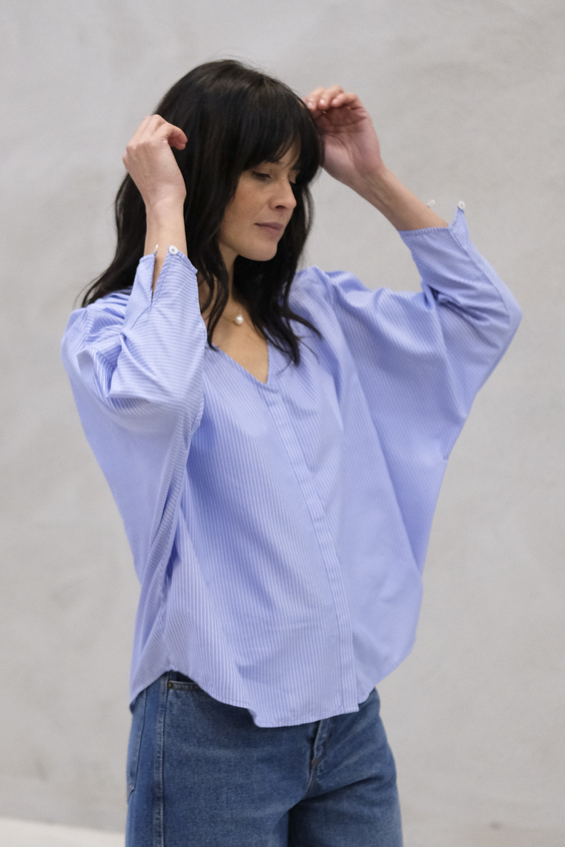 âme louane shirt blue striped