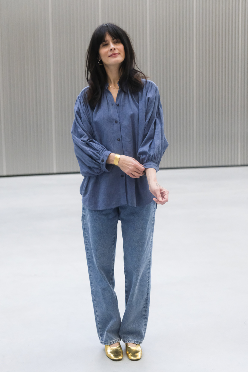 sea me happy balloon blouse indigo