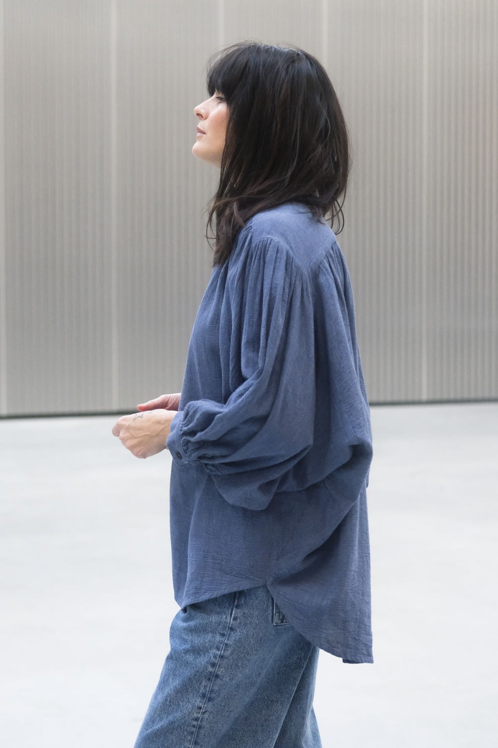sea me happy balloon blouse indigo