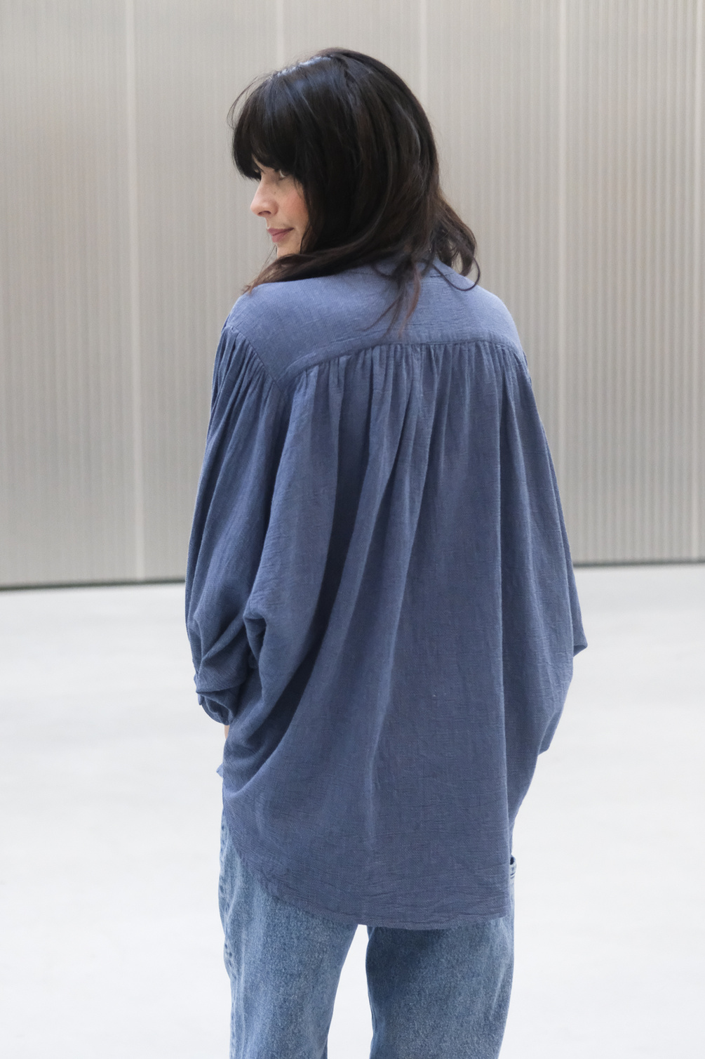 sea me happy balloon blouse indigo