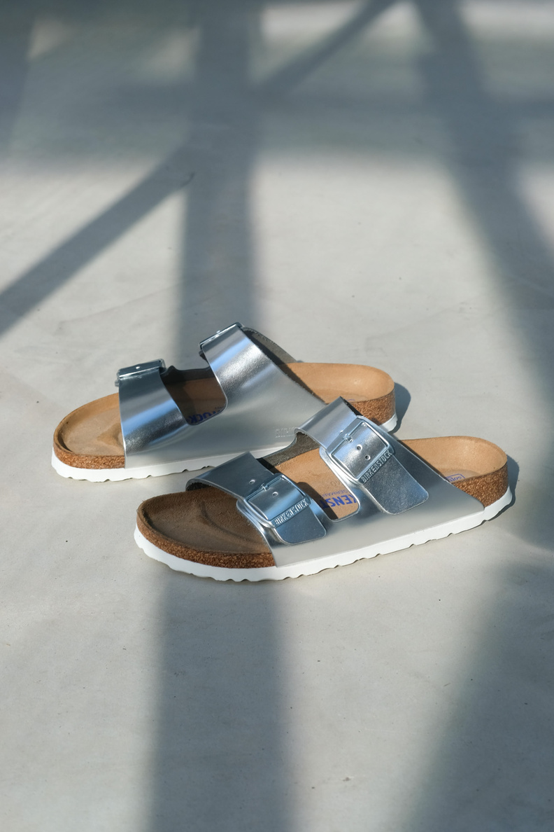 birkenstock arizona leather silver