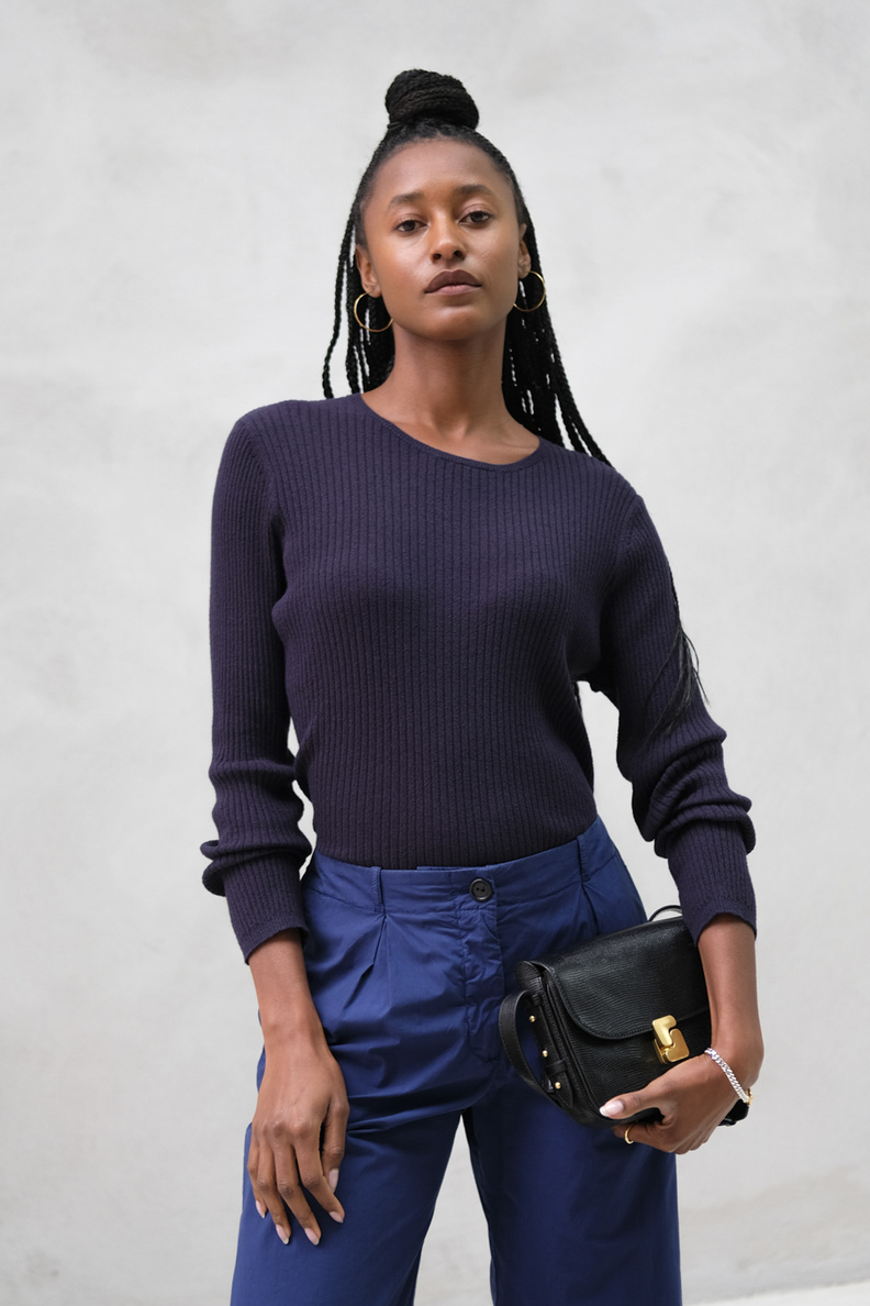 rue blanche bouclet pull navy