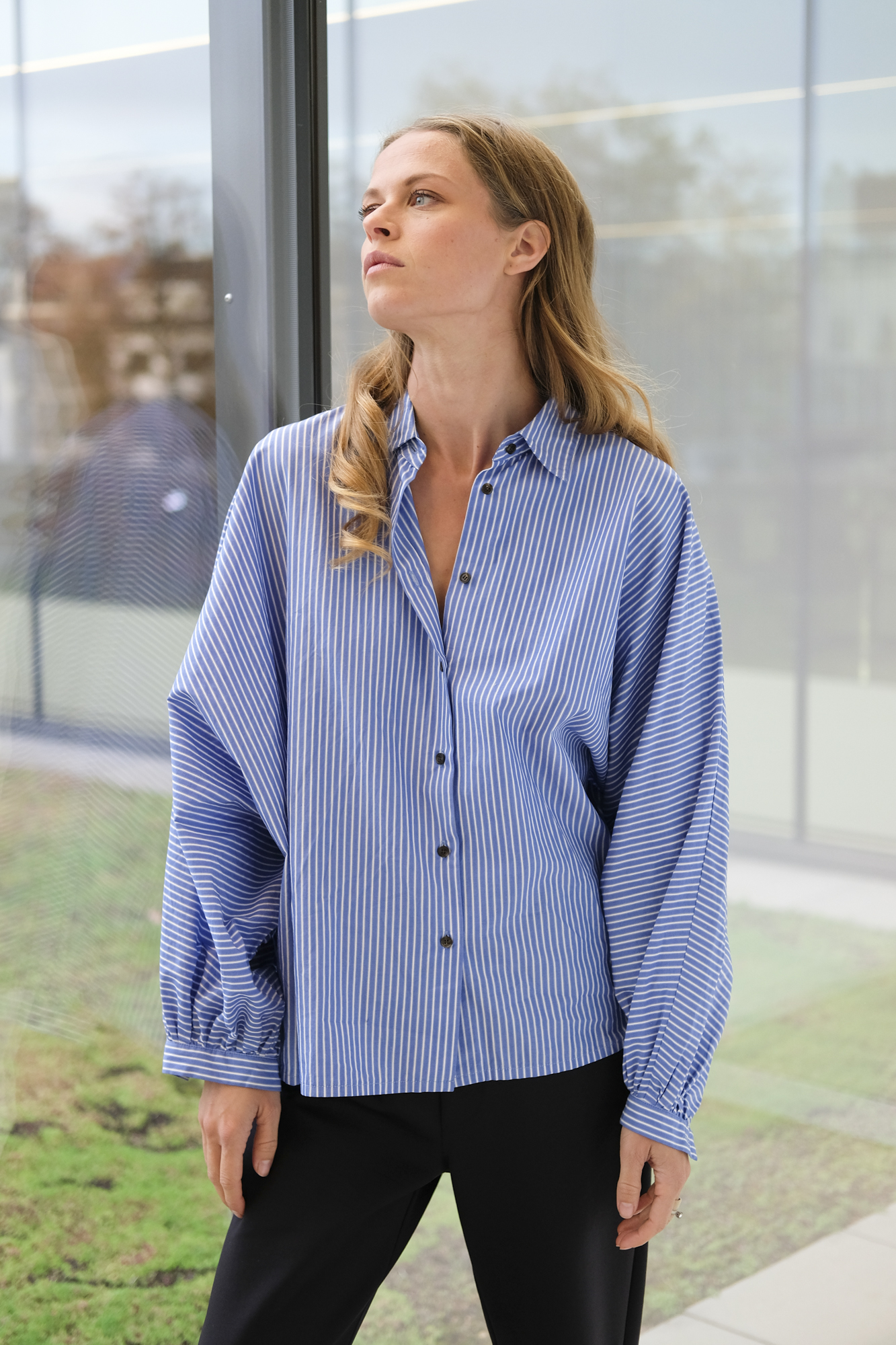 âme henriette shirt white blue stripe