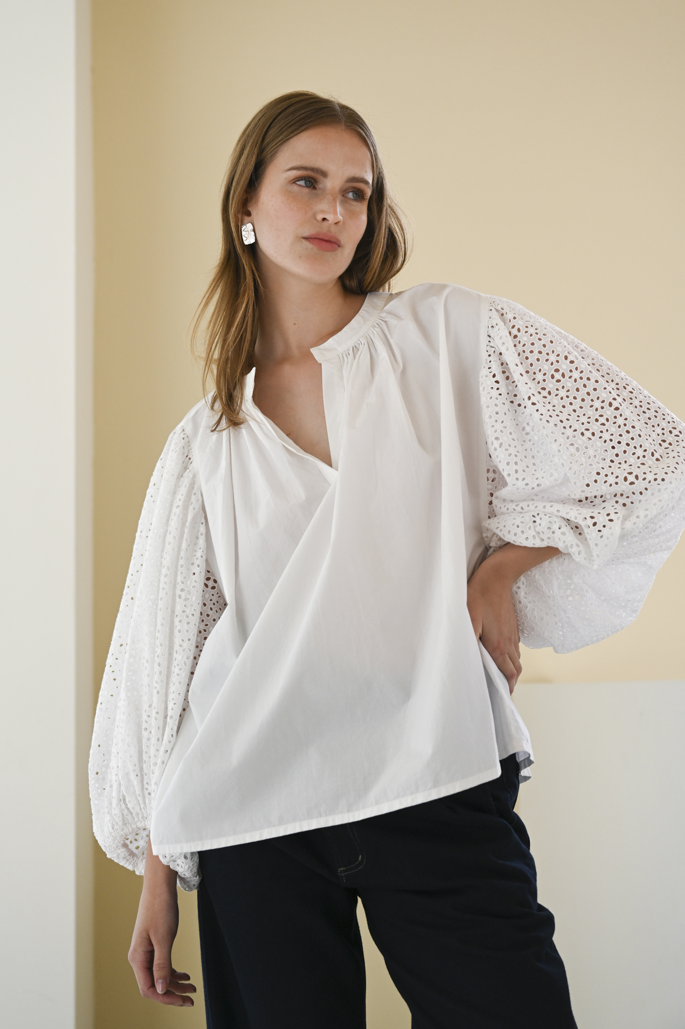 âme islande poplin top white